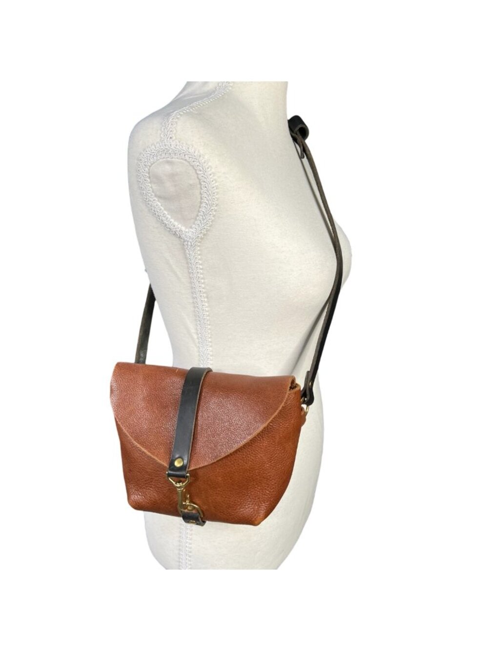 Glad & Young Studios Big Sister Brown Leather Crossbody Bag With Adjustable Stra